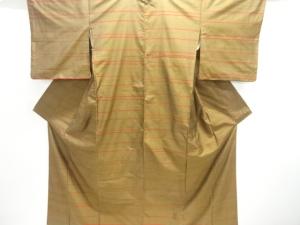 横段織り出し手織り紬着物